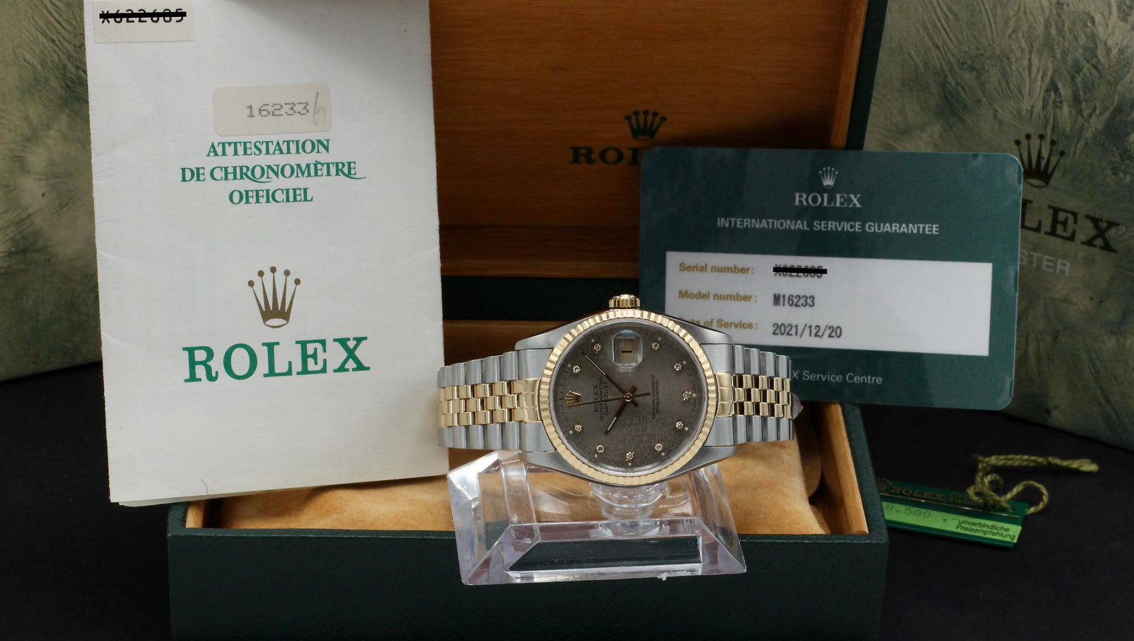 ROLEX DATEJUST 16233 Watch Box Case 68.00.08 Booklet(1998