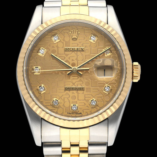 Rolex Datejust 16233G. Opwinden, Automatisch. Materiaal, Goud/Staal. Jaar, 2003. Diameter, 36mm. Rolex heren horloge.