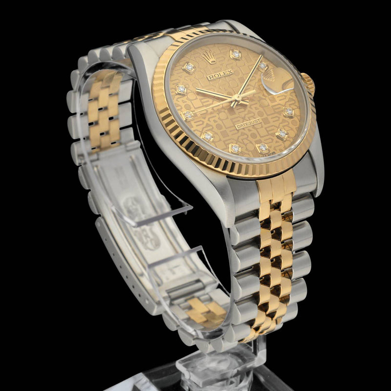 Rolex Datejust 16233G. Opwinden, Automatisch. Materiaal, Goud/Staal. Jaar, 2003. Diameter, 36mm. Rolex heren horloge.