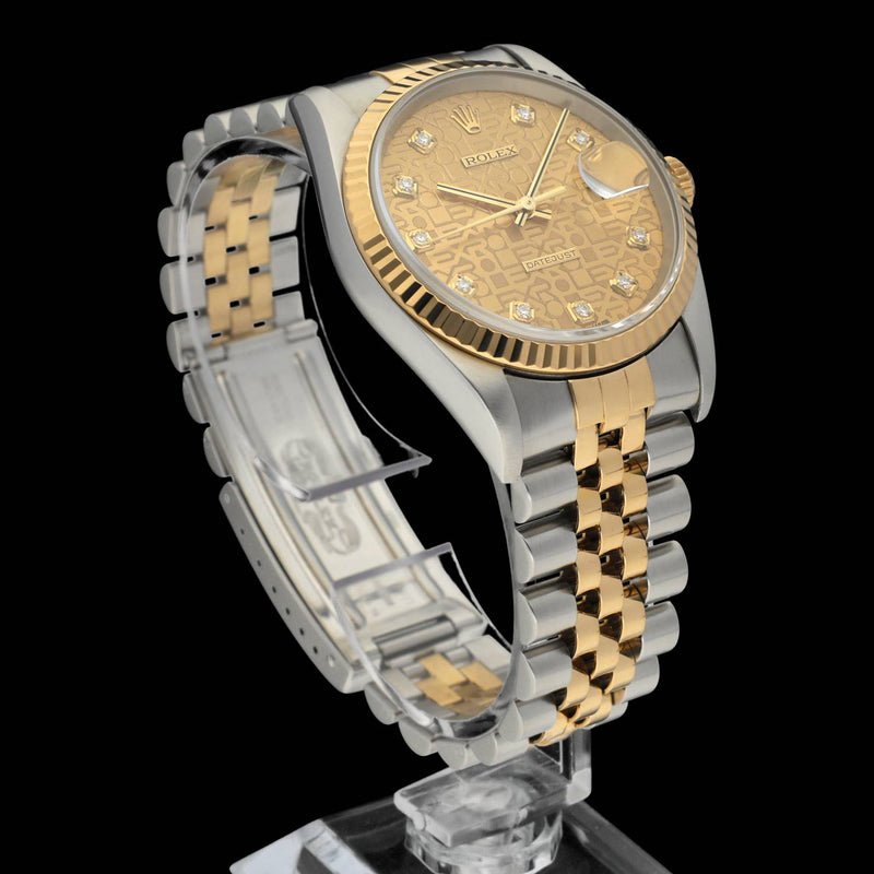 Rolex Datejust 16233G. Opwinden, Automatisch. Materiaal, Goud/Staal. Jaar, 2003. Diameter, 36mm. Rolex heren horloge.