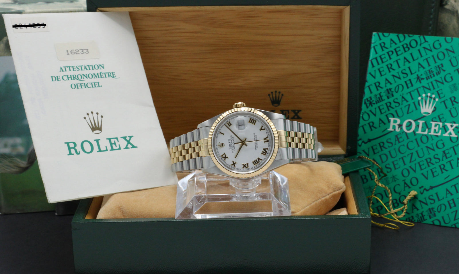 Rolex Datejust 16233 Anniversary Diamond Dial Mens Watch Box